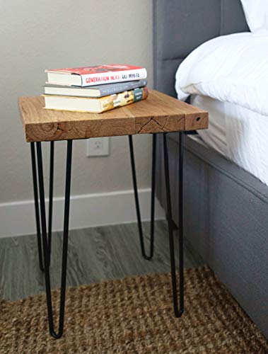 Welland Square Old Elm Wood End Table Rustic Surface Side Table #TOP5