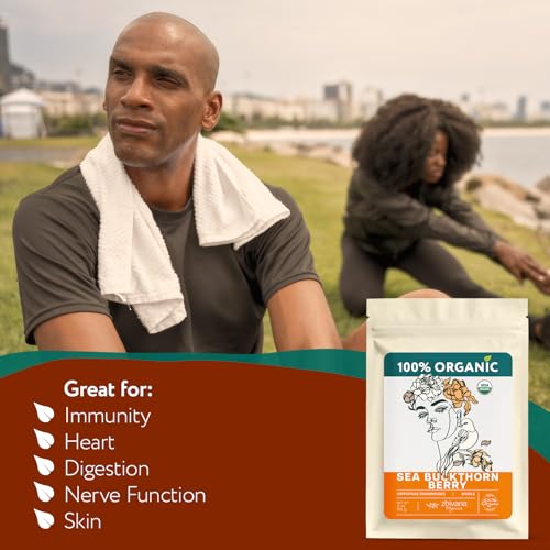 Organic Sea Buckthorn Berry – Sea Buckthorn Tea, Dried Seaberry, Seabuckthorn – Espino Amarillo – Rich in Nutrients Superfood Berries for Immunity, Heart, Digestion, Liver, Skin – 4 Ounces