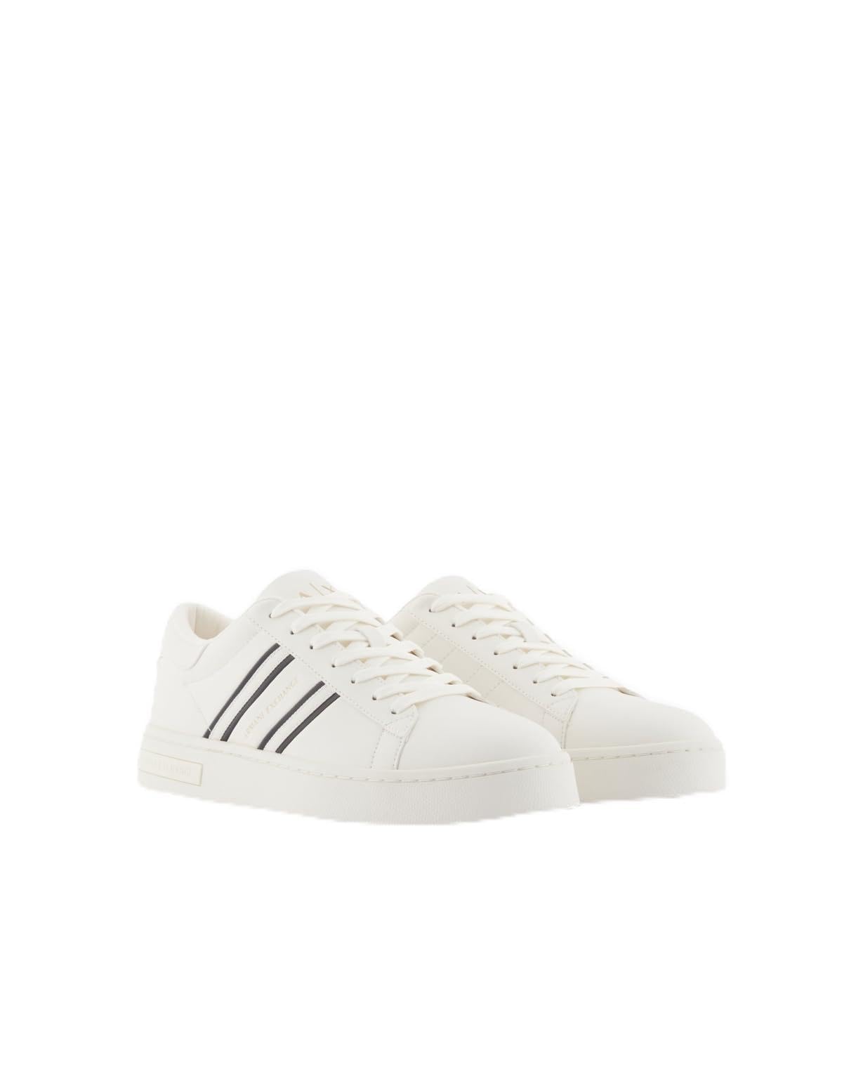Armani Exchange Men London, Side Stripes, Color Contrast Sneaker, Off White Black, 7 UK
