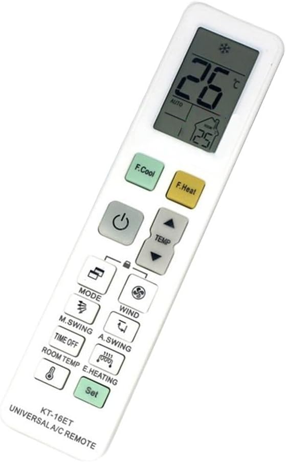 Air Conditioner Remote Control Replacement English Version for Wide Compatibility with Infrared and Radio Frequency Options (KT-16ET)