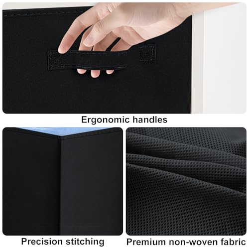 Amazing Tour 4 PCS Cube Storage Boxes 33x38x33 Foldable Fabric with Handles Collapsible for Home Office Nursery Organiser - Clothes Basket Containers, Black - Image 4
