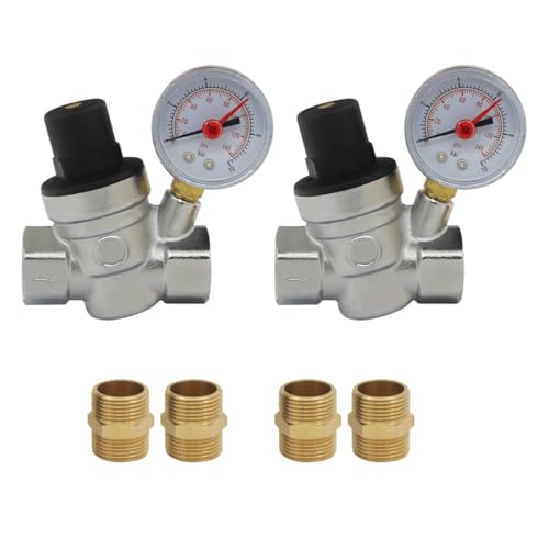 DN15 DN20 reducteur de pression d'eau regulateur de pression eau avec manomètre 1/2 3/4 pouce (DN20 Avec connecteur 2pcs)