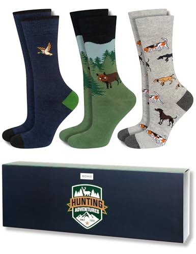 soxo Avventura Calzini Regali Per Gli Uomini Idee Regalo Divertente Uomo Cotone Sock 40-45 Hunting 3 Paia