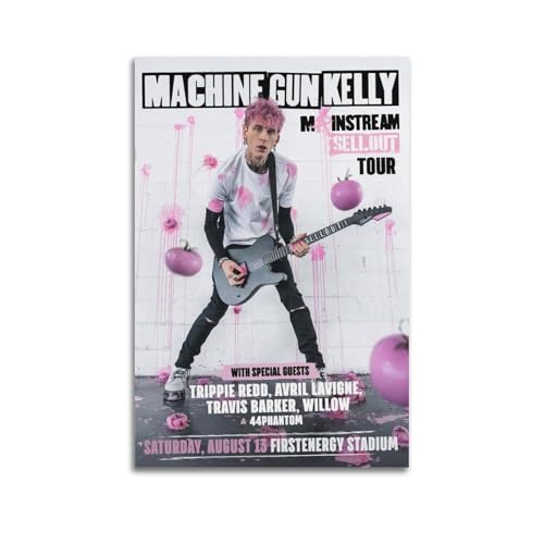 Poster con stampa della copertina dell'album Machine Gun Kelly, poster con copertina e autografo, poster con copertina musicale, pop hip hop, rap, cantante star, poster estetico da parete su tela per