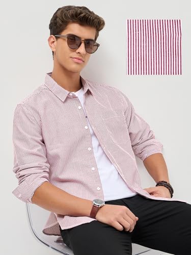 Image of Urbano Fashion Men's Cotton Full Sleeve Regular Fit Casual Striped Shirt