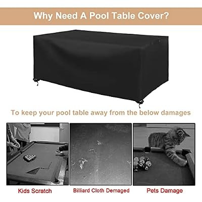 CHINCHILLA 7/8/9 ft Pool Table Cover, Waterproof Sunscreen Billiard Cover Polyester Fabric ,for Snooker Billiard Table Cover