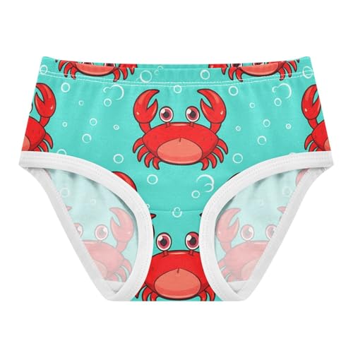 Cute Cartoon Red Crabs Turquoise Panties Little Girl Girls Underwear Toddlers Cotton Stylish Briefs Underpants 2t