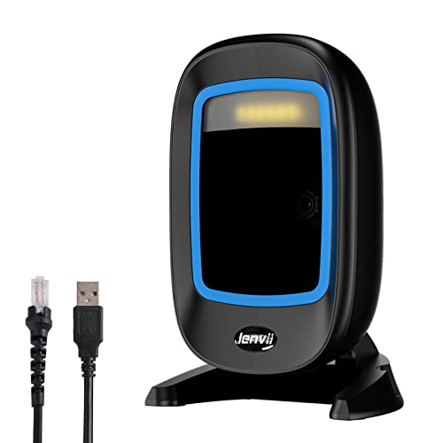 LENVII D2200 escáneres de código de Barras bidimensionales de Escritorio escáneres automáticos de código de Barras bidimensionales de supermercados lectores de código de Barras por Cable (Azul)