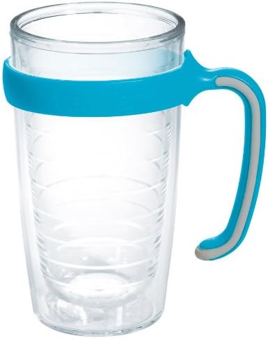 Tervis Handle Made in USA Double Walled Insulated Plastic Tumbler Travel Cup Keeps Drinks Cold & Hot, Fits 16oz Tumbler, Blue