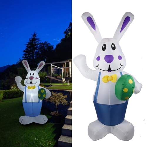 Lapin de Pâques gonflable étanche avec œufs décoratifs de Joyeuses Pâques - 3