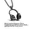 3 PCS Headphones Necklace Pendant with Chain Silver Black Gold | Gift for Music Lovers Fans | Beautiful Stylish Unique Design | Musical Jewellery | Headphone Jewelery | Present for men or women #3