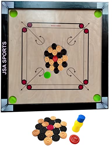 Image of Wooden Carrom Board 26 Inches (Black Beige), All Ages