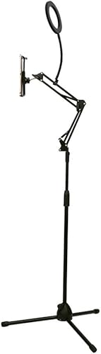 Soporte multifunción para teléfono celular, soporte de teléfono tipo brazo para cama, altura ajustable para selfie stick con luz, soporte para