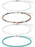 Hicarer Women Bead Choker Necklace Colorful Bohemian Seed Bead Chain Women Boho Hawaiian Tiny White...
