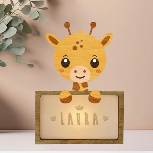 WONDEE Vintiun Regalos Personalizados Originales para Bebés, Lámpara Personalizada Bebé Quitamiedos de Jirafa - Cosas/Regalos para Bebés Recién Nacidos Originales Niña y Niño 0 1 2 3 4 5 6 7 8 9 años