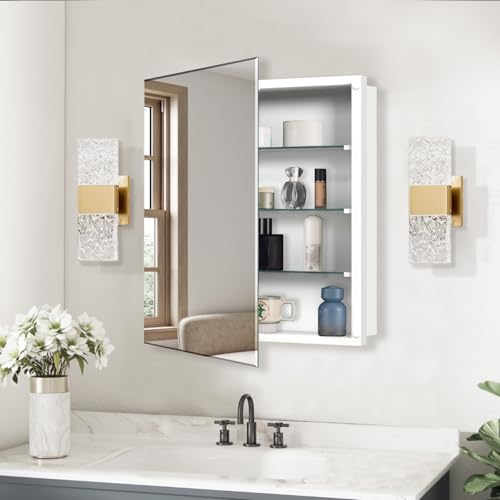 FOMAYKO Medicine Cabinet, Rectangular Beveled Frameless Mirror Cabinet,Wall Mounted Cabinet for Bathroom Toilet Kitchen,Recess or Surface Mount,24x24 in by FOMAYKO - Used condition - US$136.43
