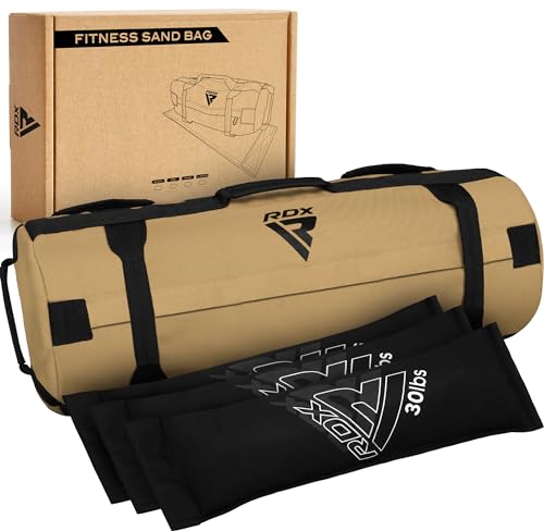 RDX Gewichtete Sporttasche für Krafttraining, Gewichtssack mit 8 Griffe, Gewicht Sandbag ungefüllten Fitness Training, Maya Hide Leder, Strongman Workout Weight...