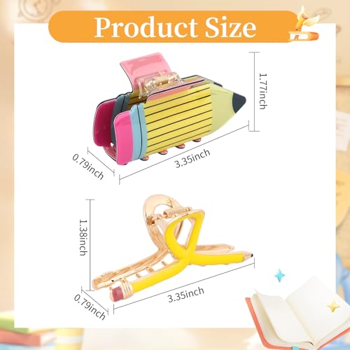 4 PCS Pencil Hair Claw Clips para Mujeres Accesorios de Cabello para Regreso a Clases para Maestras Estudiantes Regalos de Agradecimiento miniatura 4