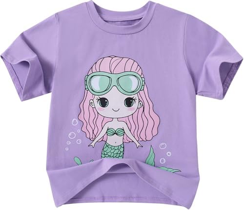 RAISEVERN Girls Clothes Cute Graphic Shirts Kids Short Sleeve T-S...