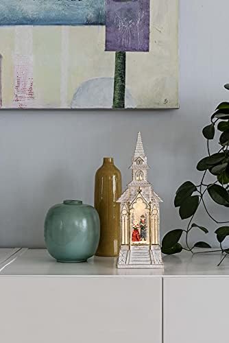Konstsmide LED Snow Globe Lantern "Church with Choir Scene", Water Filled/Indoor Use (IP20)/ Battery Operated: 3Xc 1.5V (Excl.)/ Christmas Lantern 1 Warm White Diodes