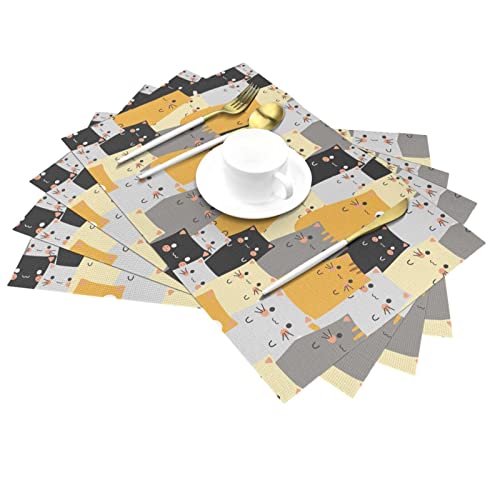 Colorful Cats Table Placemats For Dining Table Set Of 4 Washable 12X18 Inch Pvc Placemats Kitchen Decor Non Slip Heat-Resistant Washable Table Mats Durable Placemats #TOP1