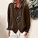 Womens Baggy Breathable Cotton Linen Blouses Long Sleeve Button Lightweight Shirt Tops Solid Color Casual Shirts (Dark Brown,X-Large)