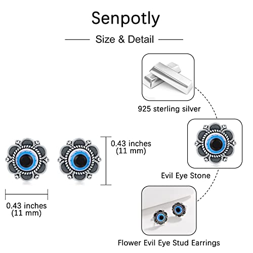 925 Sterling Silver Evil Eye Stud Earrings for Women Vintage Blue Third Eye Ear Stud Lucky Protection Jewelry Gifts (Style A) by Senpotly - Image 5