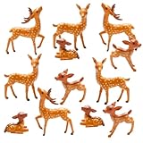 Material: Resin Size: Approx. 0.6 inch - 2.1 inch Exquisite miniature deer sculpture, very realistic, small, and cute Ideal for miniature Mothers Day Christmas decorations, scenic scenes, imaginative games, birthday cake decorations, baby showers, an...
