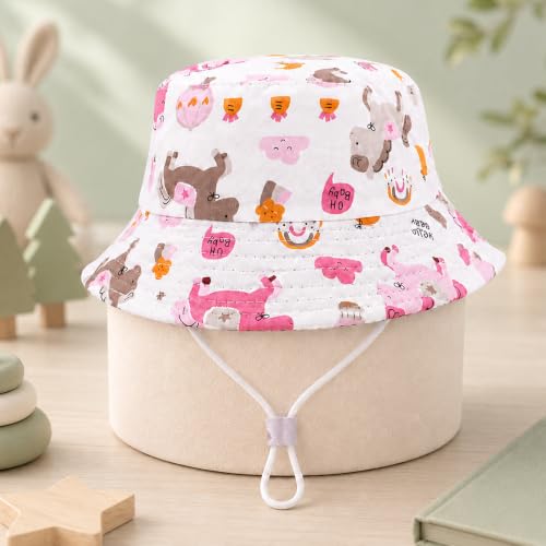 Image of VRITRAZ Unisex Kids Printed Bucket Hat | UV Protection Sun Hat with Adjustable Chin Strap & Summer Beach Travel Outdoor Cap for Toddlers & Children (4-12 Years)