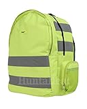 HuntaDeal Hi Vis Backpack - High Visibility Bag for Work Cycling Hiking Walking School College & University - Yellow Backpack with 25l Capacity Reflective Adjustable Straps & Padded Back