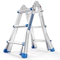 LUISLADDERS Ladder, A Frame 3 Step Ladder Telescoping Ladder, 13 ft Reach Height Muti Position Folding Ladder Flared Leg Design, 330 lbs Capacity Extension Ladder for Household Outdoor Work