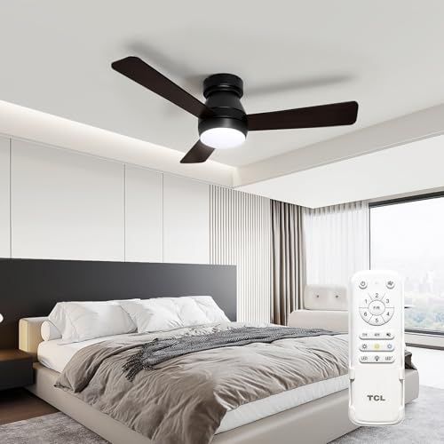 TCL 36" Black Low Profile Ceiling Fans with Lights & Remote