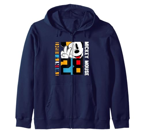 Mickey Mouse Mickey 28 Zip Hoodie sweat noir à capuche zippé pour adulte