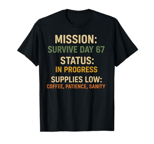 67th Day of School Teacher Coffee Funny 6 7 Meme Six Seven T-Shirt
