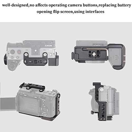 Image of Fotga Camera Cage with NATO Rail 1 /4 inch 3 /8 inch Hole with Arri Location Holes for Sony Fx3 FX30 ILME-FX30 Cinema Camera Making Video Filmmaking,Compatible Arca Swiss Clamp