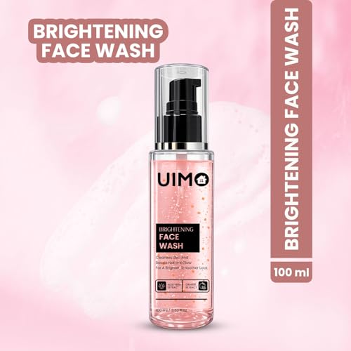 Image of UIMO Brightening Face Wash for Women & Men | Deep Cleansing Face Cleanser with Aloe Vera & Orange Extract | Oil Control, Tan Removal & Glowing Skin | Gentle Daily Face Wash for All Skin Types | 100ml