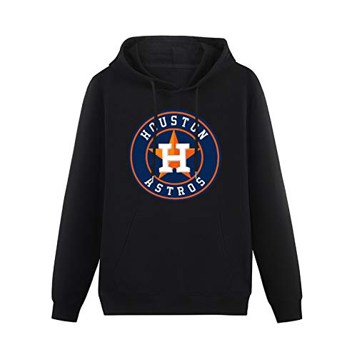 XIASHUN Sudadera con capucha unisex con logotipo del equipo Houston Astros para hombre, manga larga, con bolsillo, color negro, Negro, S
