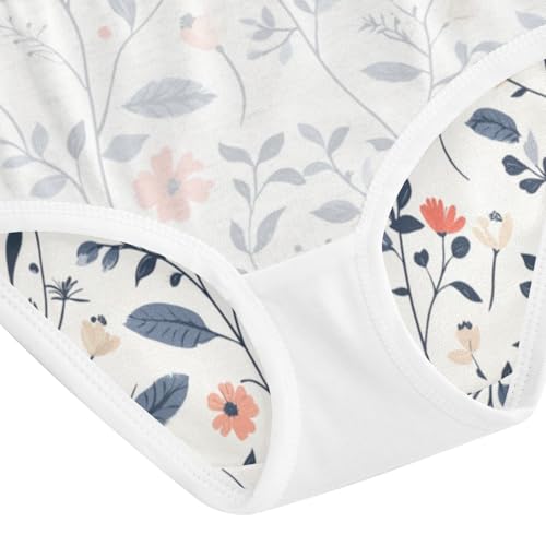 ZZKKO Farmhouse Floral Leaves Girls Underwear Toddler Panties for Girls Comfort Brief Size 2-8T4