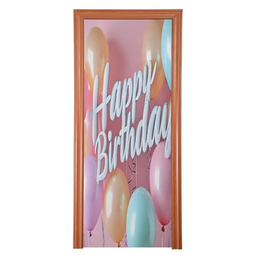 FLildon Birthday Theme Balloon Door Cover Decoration, Party Accessory Porch Decor for Festive Ornament Room Door Covers 36 x 98 Inch