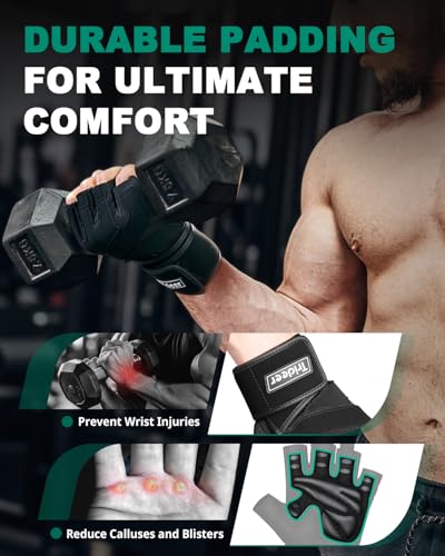 image for Trideer Workout Gloves for Men, Weight Lifting Gloves with Wrist Wrap 