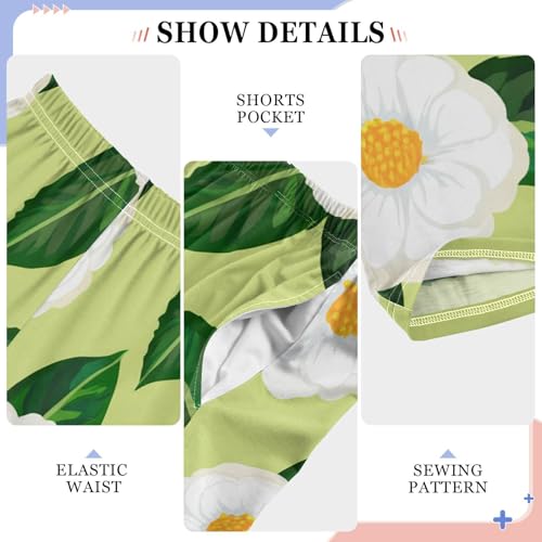 J JOYSAY White Camellia Foliage Chartreuse Pajamas Pants Soft Long Pajama Bottoms Lounge Sleep Pants Size S-XL4
