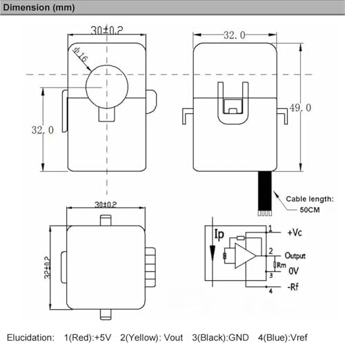Sensor de corriente continua con abrazadera QNHCK2-16 de 20A 4