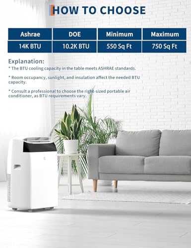 Image of Garvee 14,000 BTU Portable Air Conditioner, 3-in-1 Portable AC Unit with Cool, Dehumidifier & Fan Modes, Covers Rooms up to 750 sq.ft, Sleep Mode, Remote Control, Timer & Full Window Kit