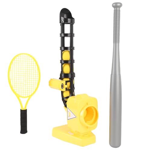 CHICIRIS La Macchina per Il Lancio di Baseball Automatica Set con Mazza da Baseball, Racchetta da Tennis per Ragazze per Ragazzi, Un Gioco Sportivo per Esterni al Coperto, Migliora La (Yellow)