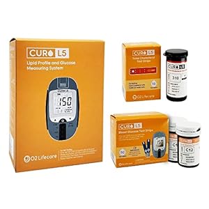 HOME Cholesterol and Glucose Self Test Kit (Device + 10 Total Cholesterol Test Strips + 50 Glucose Test Strips Included)