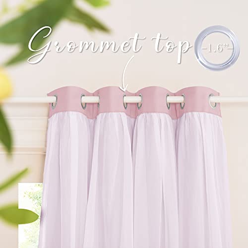 Image of PONY DANCE Short Pink Curtains, 52 W x 63 L, Light Pink, 2 PCs