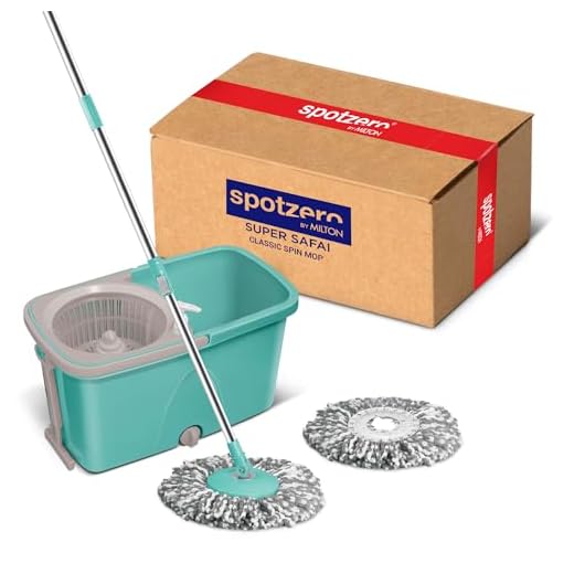 Spotzero by Milton Classic 360 Degree Cleaning Spin Mop with Easy Wheels, 2 Refill and Bucket