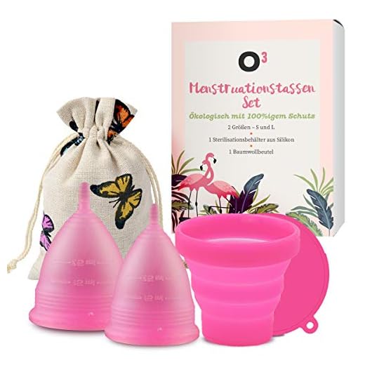 O³ Copa Menstrual - Juego De 2: Talla S Y L - Copa Menstrual Con Esterilizador Y Bolsa De Transporte - Copas Menstruales Ecológicas