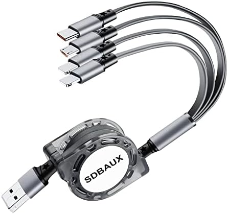 Minlu Cavo Multiplo 4-in-1 1.2m 4A – Micro USB, Tipo C, IPhone – Nylon Intrecciato, Ricarica Veloce E Trasferimento Dati - 5