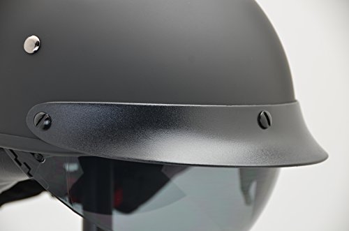 Vega Helmets Warrior Motorcycle Half Helmet With Sunshield For Men & Women, Adjustable Size Dial Dot Half Face Skull Cap For Bike Cruiser Chopper Moped Scooter Atv (Large, Matte Black) #TOP7